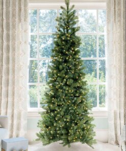 10' King Douglas Fir Slim Artificial Christmas Tree with 1200 Warm White & Multi-Color LED Lights