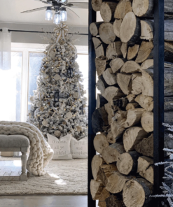 10' King Flock® Artificial Christmas Tree with 1250 Warm White LED Lights