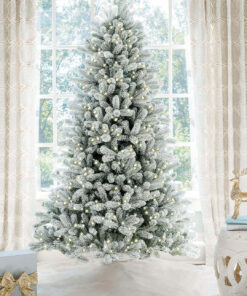 10' King Flock® Artificial Christmas Tree with 1250 Warm White LED Lights