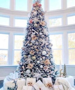 10' King Flock® Artificial Christmas Tree with 1250 Warm White LED Lights
