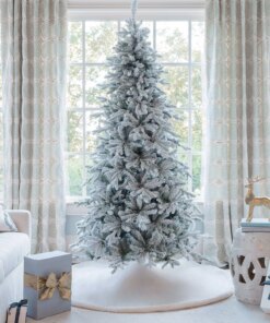 12' Queen Flock® Slim Artificial Christmas Tree with 1400 Warm White LED Lights
