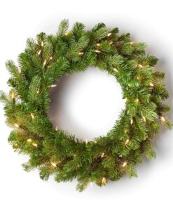 24" Cypress Spruce Artificial Christmas Wreath with 70 Warm White LED Lights (Battery Operated)
