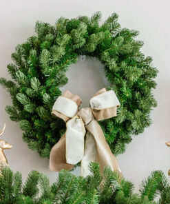 24" Cypress Spruce Artificial Christmas Wreath with 70 Warm White LED Lights