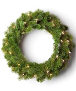 24" King Douglas Fir Artificial Christmas Wreath with 50 Warm White LED Lights