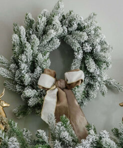 24" King Flock® Artificial Christmas Wreath with 50 Warm White LED Lights