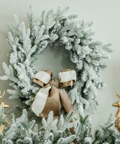 36" Queen Flock™ Artificial Christmas Wreath with 150 Warm White LED Lights