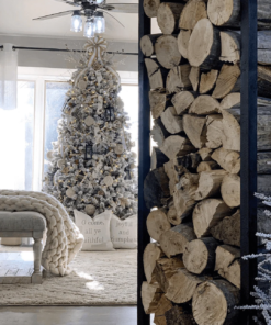 6.5' King Flock® Artificial Christmas Tree with 600 Warm White LED Lights