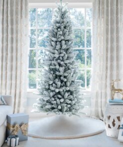 6.5' King Flock® Slim Artificial Christmas Tree Unlit