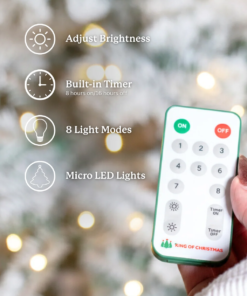 6.5' King Flock® Slim Artificial Christmas Tree with 500 Warm White LED Lights