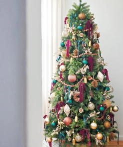 6.5' Royal Fir Slim Artificial Christmas Tree with 500 Warm White & Multi-Color LED Lights