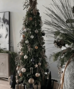 6.5' Yorkshire Fir Slim Artificial Christmas Tree with 400 Warm White LED Lights