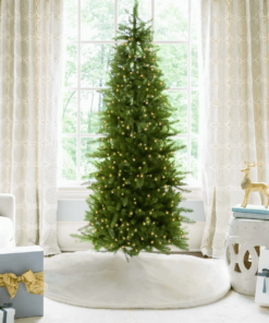 6.5' Yorkshire Fir Slim Artificial Christmas Tree with 400 Warm White LED Lights