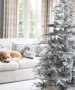 7' King Noble Flock Artificial Christmas Tree Unlit