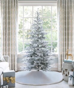 7' King Noble Flock Artificial Christmas Tree Unlit