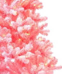 7.5' Duchess Pink Flock Artificial Christmas Tree with 600 Warm White LED Lights