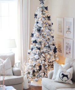 7.5' King Flock® Slim Artificial Christmas Tree Unlit