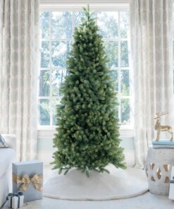 7.5' Royal Fir Slim Artificial Christmas Tree with 650 Warm White & Multi-Color LED Lights