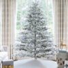 7.5' Rushmore Flock Artificial Christmas Tree with 750 Warm White LED Lights