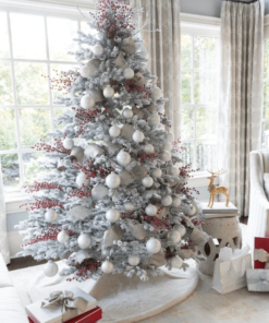 7.5' Rushmore Flock Artificial Christmas Tree with 750 Warm White LED Lights