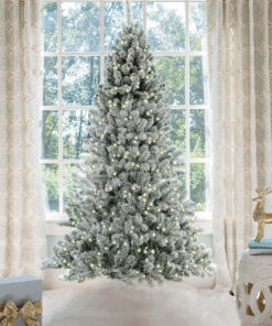 8' Prince Flock® Artificial Christmas Tree with 550 Warm White LED Lights