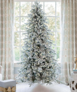 8' Queen Flock® Slim Artificial Christmas Tree with 700 Warm White LED Lights