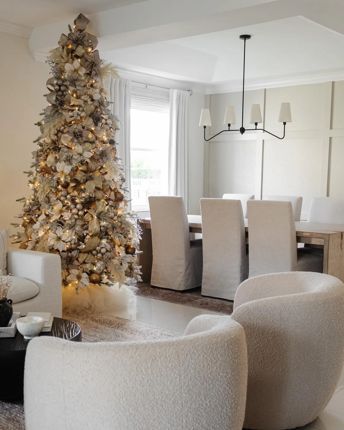 8' Queen Flock® Slim Artificial Christmas Tree with 700 Warm White LED Lights