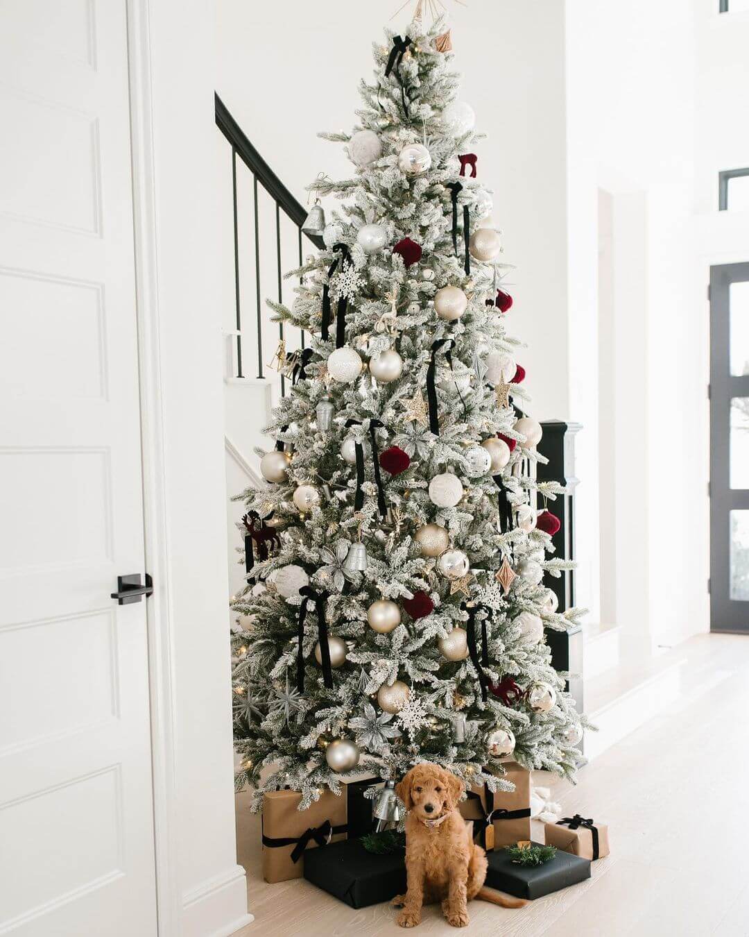 8' Queen Flock® Slim Artificial Christmas Tree with 700 Warm White LED Lights