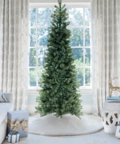 9' King Douglas Fir Slim Artificial Christmas Tree with 1000 Warm White & Multi-Color LED Lights