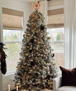 9' King Flock® Artificial Christmas Tree with 1100 Warm White LED Lights