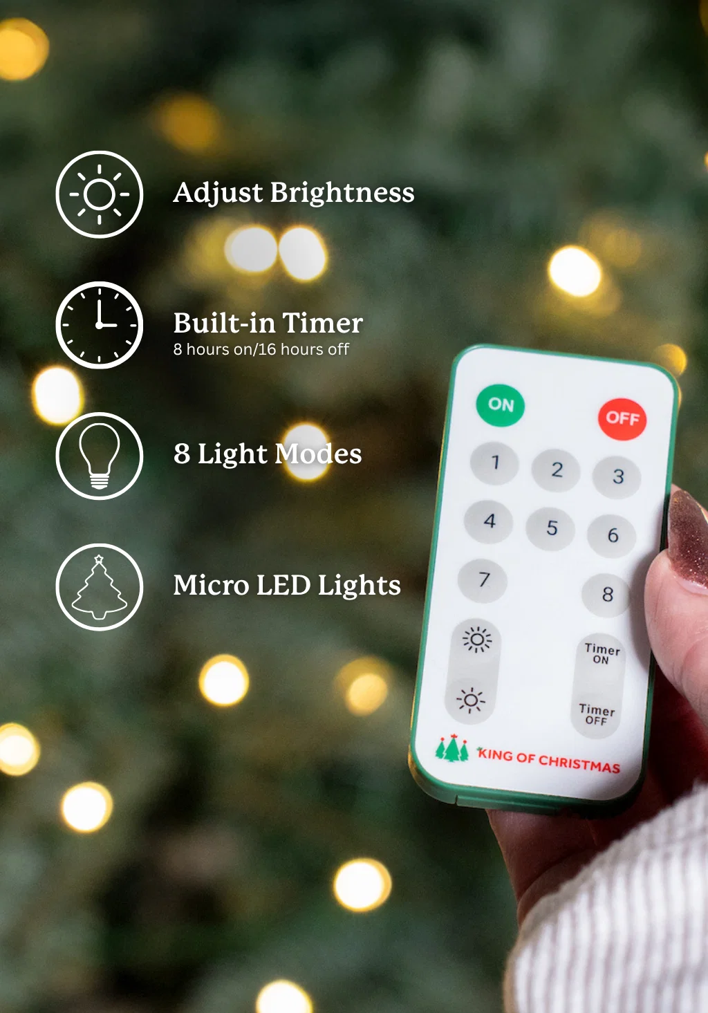9' King Fraser Fir™ Slim Artificial Christmas Tree with 900 Warm White & Multi-Color LED Lights