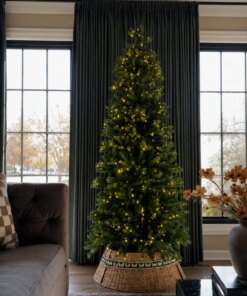 9' King Fraser Fir™ Slim Artificial Christmas Tree with 900 Warm White & Multi-Color LED Lights