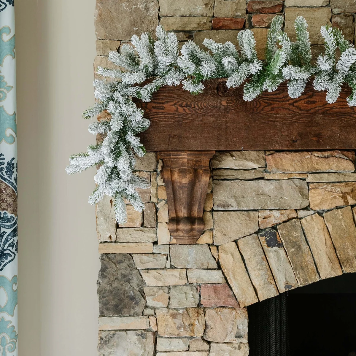 9' x 12" King Flock® Artificial Christmas Garland with 70 Warm White LED Lights