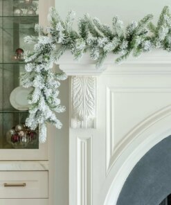 9' x 12" King Flock® Artificial Christmas Garland with 70 Warm White LED Lights (Battery Operated)