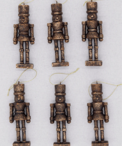 Bronze Nutcracker Glass Ornament Set (6 Pack)