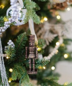 Bronze Nutcracker Glass Ornament Set (6 Pack)