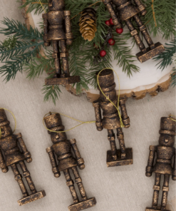 Bronze Nutcracker Glass Ornament Set (6 Pack)