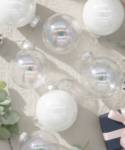 Bubbles Glass Ornament Set (8 Pack) featuring handcrafted white and clear bubbles