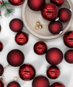 Burgundy Essential Glass Ornaments (24 Pack) featuring handcrafted glass in rich burgundy shades