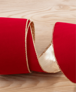 Classic Red Ribbon (10 Yards) with gold trim