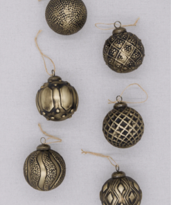 Distressed Bronze Glass Ornament Set (6 Pack)
