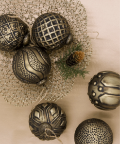 Distressed Bronze Glass Ornament Set (6 Pack)