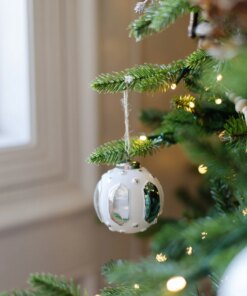 Distressed White Glass Ornament Set (6 Pack)
