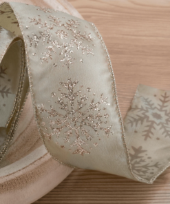 Forest Snowflake Ribbon (10 Yards) featuring shimmering snowflakes
