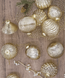 Gold Accents Glass Ornament Set (12 Pack)