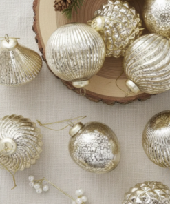 Gold Accents Glass Ornament Set (12 Pack) by King Of Christmas