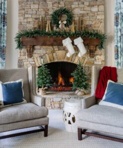 King Noble Fir Collection 4-Piece Set with Warm White LED Lights (Battery Operated)