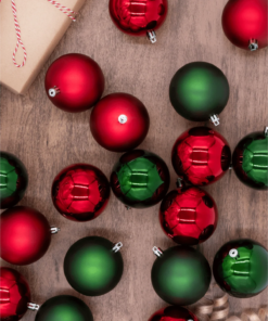 Red and Green Shatterproof Ornaments (48 Pack)