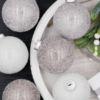 Silver Frosted Ornament Set (6 Pack) featuring handcrafted ornaments in silver and white frosted finish