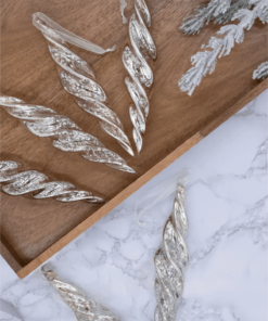 Silver Twists Glass Ornament Set (6 Pack)