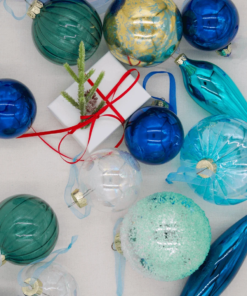 Snowflake 15-Piece Glass Ornament Set (Blue) Limited Edition